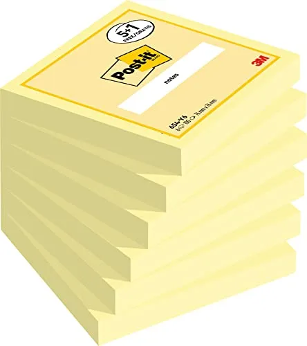 Post-It Notes Amarelo Canário 76x76mm - Bloco Autocolante 6 Unidades