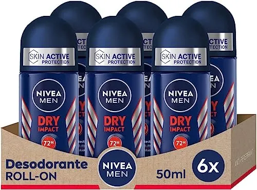 NIVEA MEN Dry Impact Roll-on Antitranspirante 72h - Pack 6x50ml