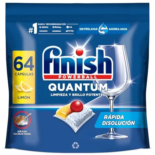 Finish Powerball Quantum All in 1 - Pastilhas para Máquina Lavar Loiça Limão 64un