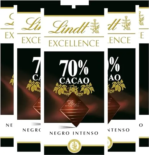 Lindt Excellence 70% Cacau - Pack 5 Tabletes de Chocolate Negro Premium