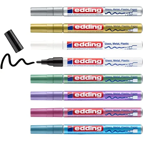 Edding 751 - Conjunto 8 Marcadores de Tinta Opaca com Ponta 1-2mm