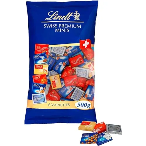 LINDT Napolitanas Swiss - Mini Tabletes de Chocolate Suíço Sortidos 500g