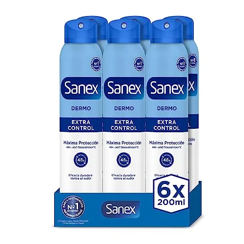 Sanex Dermo Extra Control Antiperspirante Spray 200ml - Pack 6 Unidades