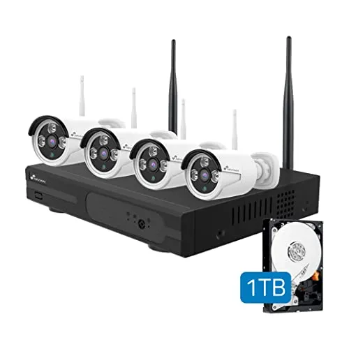 Nivian Kit Videovigilância WiFi 2K - Gravador 10 Canais + 4 Câmaras IP66