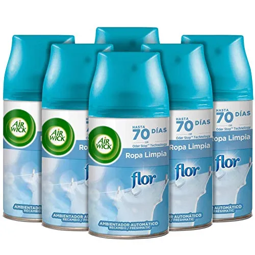 Air Wick Freshmatic - Pack 6 Recargas Ambientador Automático Roupa Lavada 250ml