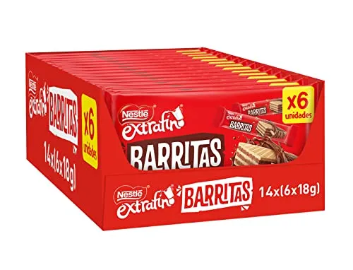 Nestlé Extrafino - Barras de Bolacha com Chocolate de Leite 14x18g