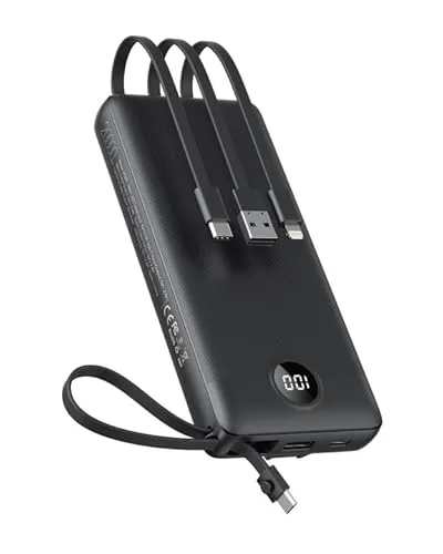 VEEKTOMX Power Bank 20000mAh - Carregador Portátil com 5 Saídas e Ecrã LED