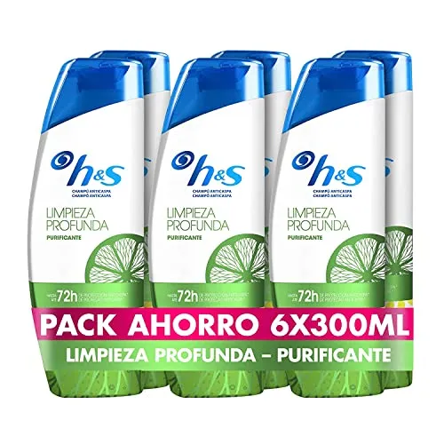 H&S Champô Anticaspa Limpeza Profunda Purificante 300ml Pack 6 Unidades