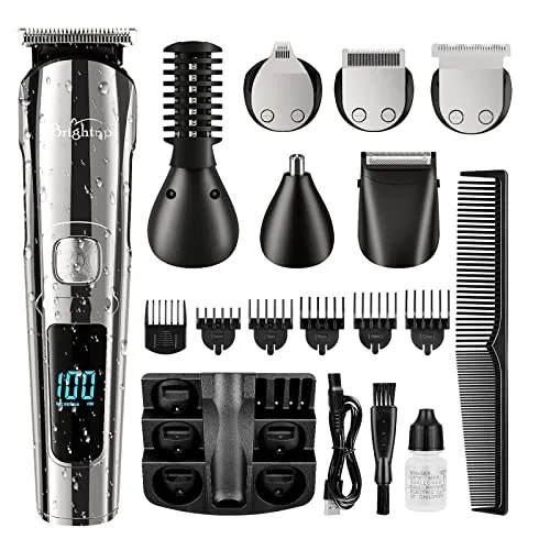 Brightup FK-8688T - Aparador de Barba e Cabelo 6 em 1 com Bateria de 120min