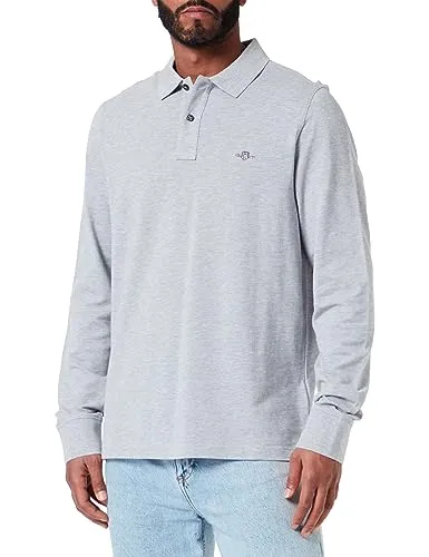 GANT Reg Shield Polo Manga Comprida Piqué - Camisola Clássica Masculina