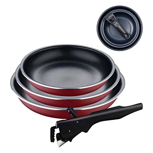 Bergner Click&Cook Red Edition - Conjunto 3 Frigideiras Antiaderentes com Cabo Amovível