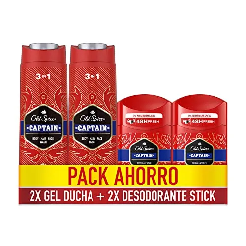 Old Spice Captain Pack Poupança - Gel de Banho 3 em 1 + Antitranspirante