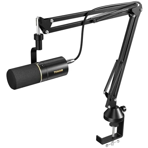 TONOR TD510+ Microfone Dinâmico Profissional USB/XLR com Braço de Suporte