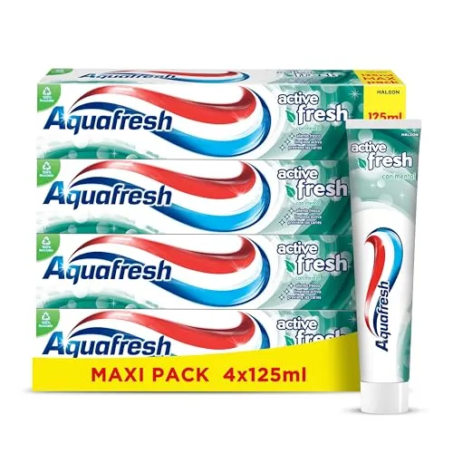 Aquafresh Active Fresh - Pack 4 Pastas Dentífricas com Flúor 125ml