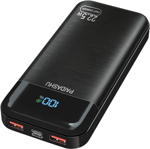 Power Bank PAIDASHU 27000mAh com Carregamento Rápido PD QC3.0 e Ecrã LCD