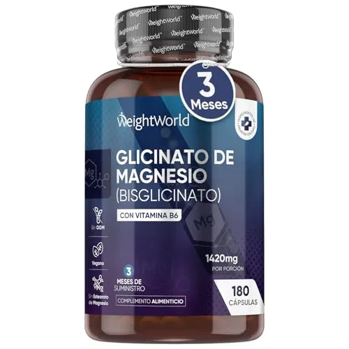 WeightWorld Magnésio Bisglicinato 200mg com Vitamina B6 - 180 Cápsulas Veganas