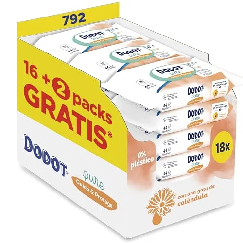 Dodot Pure Toalhetes Cuida & Protege - 792 Unidades com Calêndula e Aloé Vera