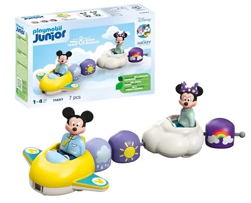 PLAYMOBIL Junior Disney - Comboio Mágico Mickey e Minnie Cloud Train para Crianças +1 Ano