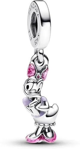 Pandora Disney Charm Daisy Duck em Prata com Esmalte Holográfico