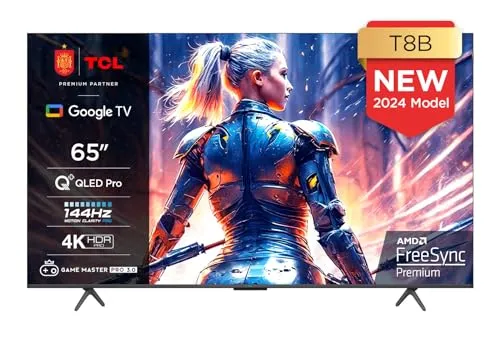 TCL 65T8B Smart TV QLED Pro 65" 4K 144Hz Gaming com Google TV