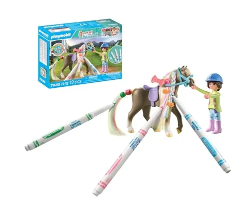 PLAYMOBIL Horses of Waterfall 71640 - Conjunto Criativo com Marcadores Crayola