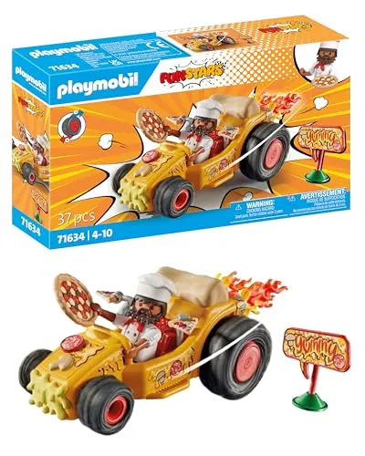 PLAYMOBIL Funstars Racing Pizza Kart - Carro de Corrida com Pizzaiolo