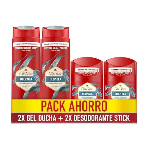 Old Spice Deep Sea Pack Masculino - Deo Stick 2x50ml + Gel de Banho 3 em 1 2x400ml