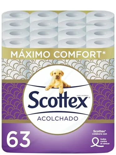 Scottex Acolchoado Papel Higiénico Premium - Pack 63 Rolos Tripla Folha