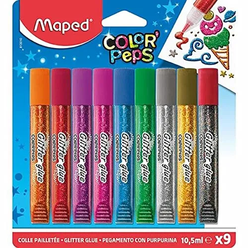 Maped Cola Glitter 9 Cores para Trabalhos Manuais Infantis