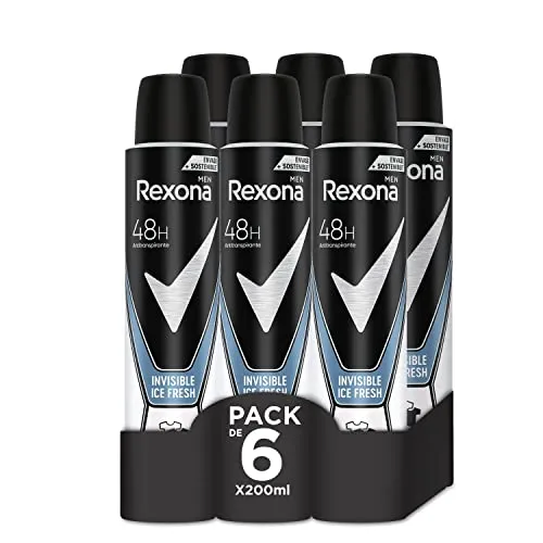 Rexona Men Invisible Ice Antitranspirante Spray 48h - Pack 6x200ml