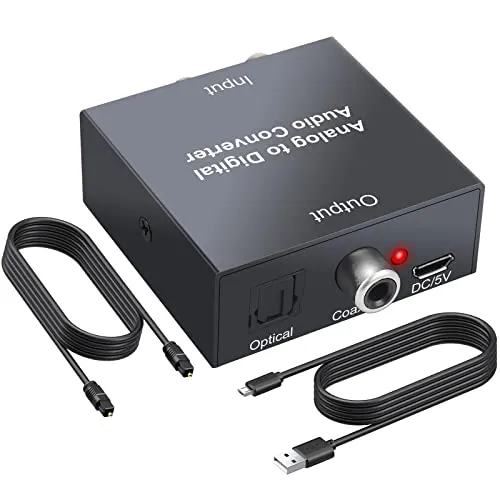 Conversor de Áudio Analógico para Digital RCA/Jack para Toslink SPDIF