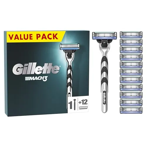 Gillette Mach3 - Máquina de Barbear Masculina com 3 Lâminas em Aço Inoxidável