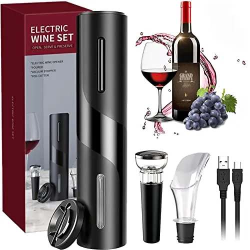 Electric Wine Opener 5-em-1 - Conjunto Saca-Rolhas Elétrico com Acessórios