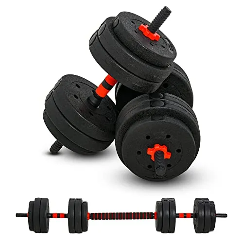 HOMCOM Kit de Halteres 25kg Conversível em Barra de Musculação