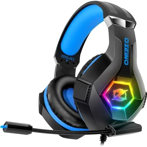 Cascos Gaming - Auscultadores Gaming RGB com Microfone para PS5/PS4/Xbox/PC