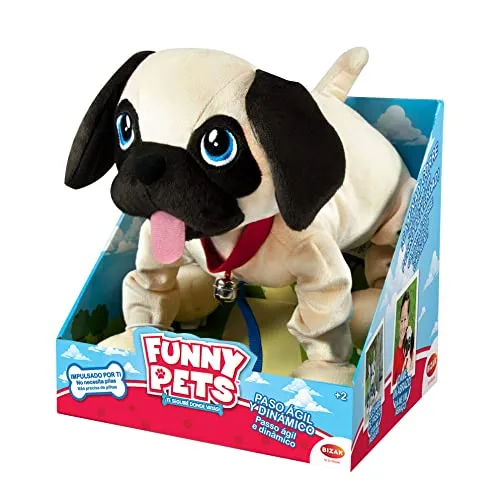 Bizak Funny Pets Pug - Cachorro de Peluche com Movimento Realista e Trela