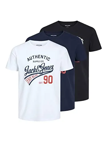 T-shirt JACK & JONES Jjethan - Pack 3 T-shirts Básicas Algodão Homem