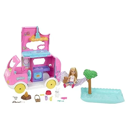 Barbie Chelsea Camper Van - Autocaravana Transformável com Boneca e Acessórios