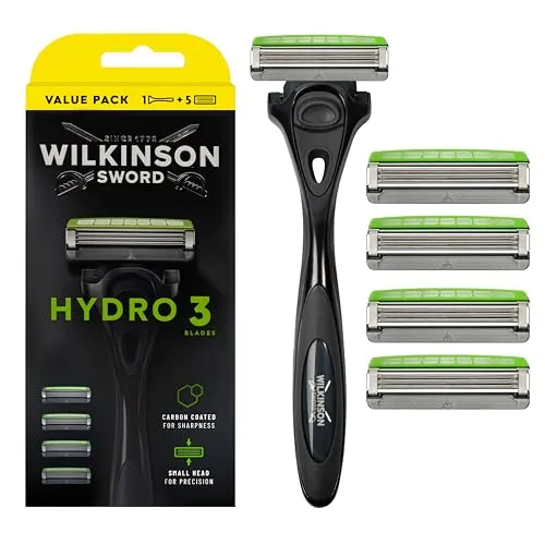 Wilkinson Sword Hydro 3 Black Edition - Máquina de Barbear com 3 Lâminas e Gel de Aloe Vera