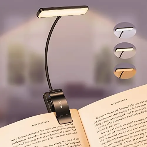 Gritin 19 LED Luz de Leitura USB Recarregável com 3 Modos de Iluminação