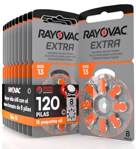 Pilhas Rayovac Extra 13 para Aparelhos Auditivos - Pack 120 Unidades