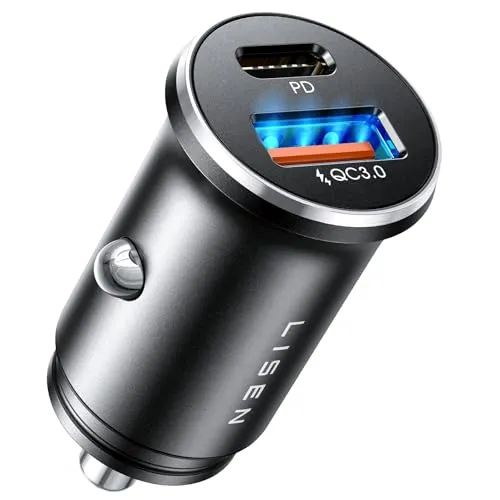 LISEN Carregador de Carro USB C 54W - Carregamento Rápido Duplo