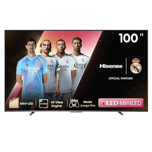 Hisense TV 100U7KQ Smart Mini-LED 100" com Quantum Dot e Gaming 144Hz