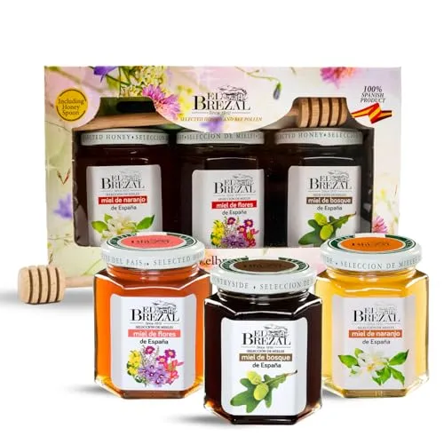 El Brezal Pack Gift Flavours of Spain - Conjunto 3 Méis Naturais com Colher