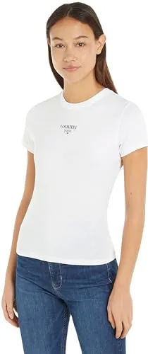 T-shirt Tommy Jeans Logo Slim Feminina em Algodão e Viscose