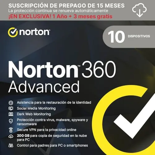 Norton 360 Advanced 2025 - Proteção Total para 10 Dispositivos