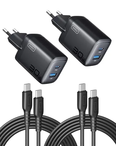 INIU Carregador USB-C 30W Duplo com Tecnologia GaN