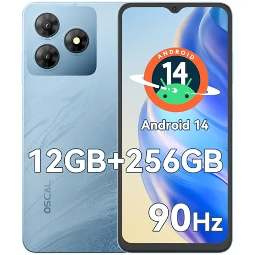 OSCAL Flat 2: Smartphone Android 14 com Ecrã HD+ de 6.56" e 90Hz