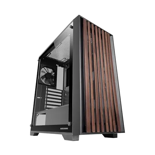 MARSGAMING MC-WOOD - Caixa PC Gaming em Madeira com Vidro Temperado