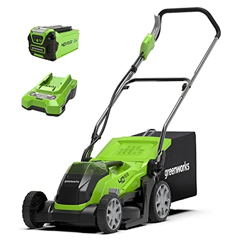 Greenworks G40LM35K2 - Cortador de Relva a Bateria 40V com Saco 40L